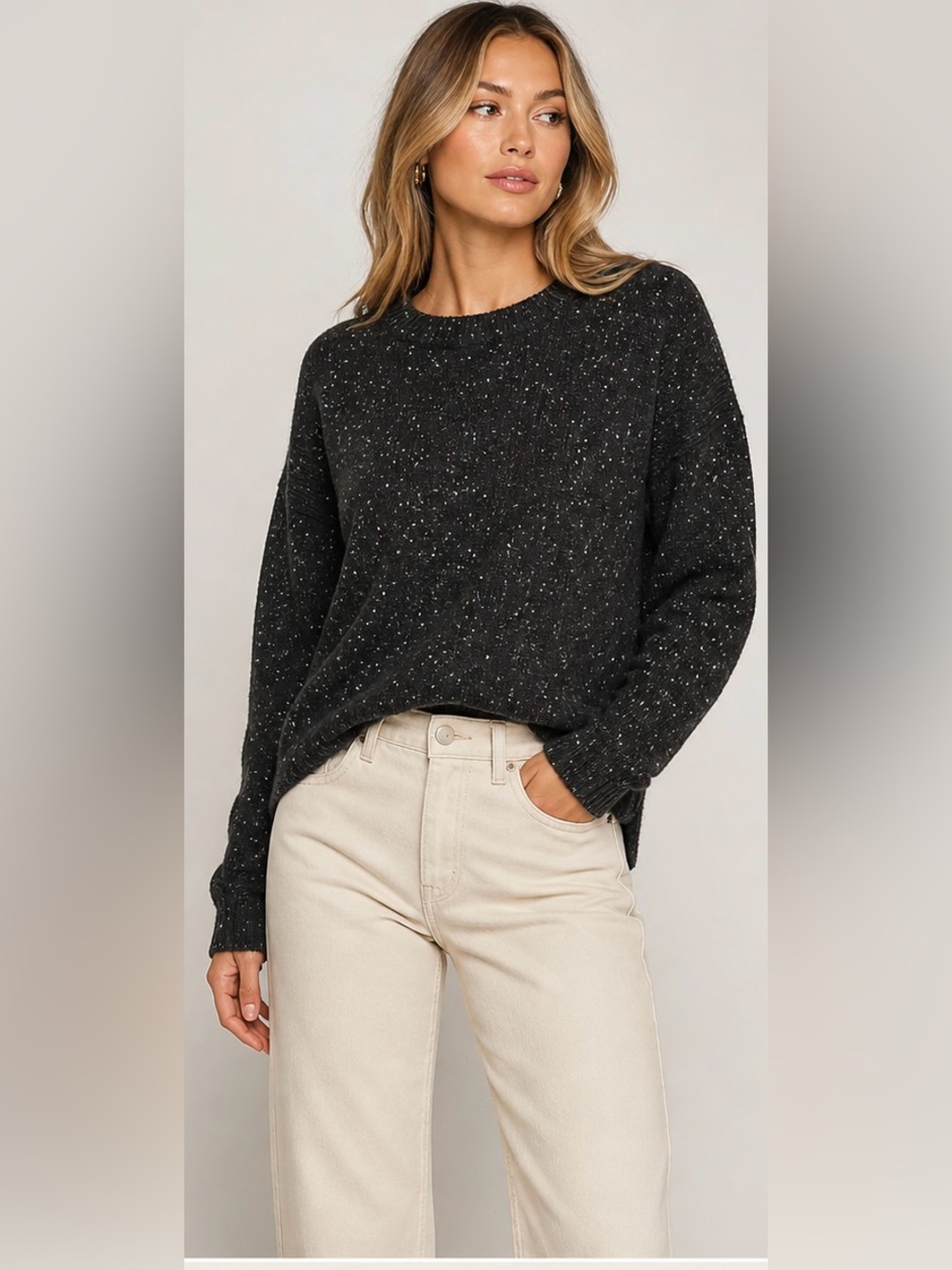 Theory Easy Crew Sweater Donegal Cashmere Speckled Knit Small
Crewneck Pullover